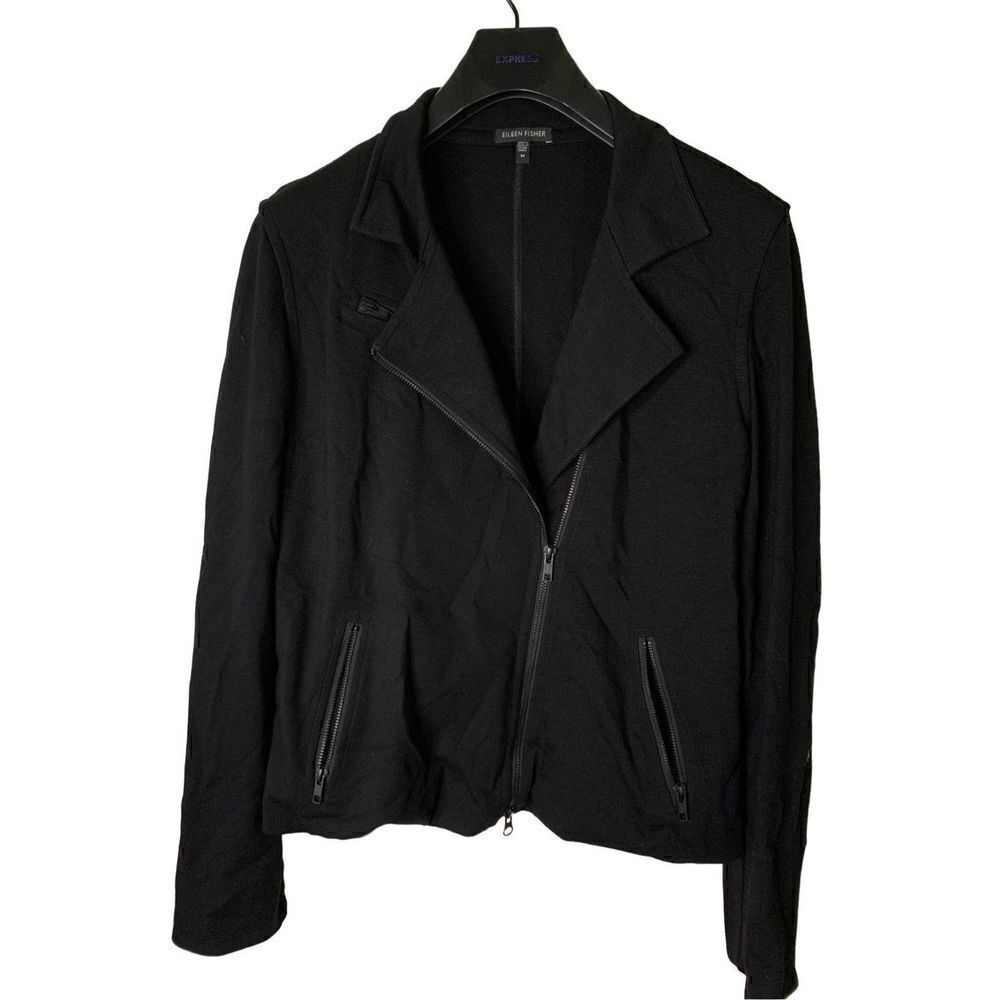 Eileen Fisher asymmetrical jacket black women's size medium